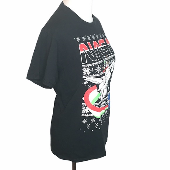 Fifth Sun NASA Snowman Christmas T-Shirt, Black - Picture 2 of 7